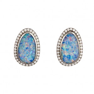 18K Opal & Diamond Earrings